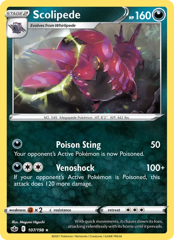 Scolipede Rare Pokemon card #107 from Chilling Reign