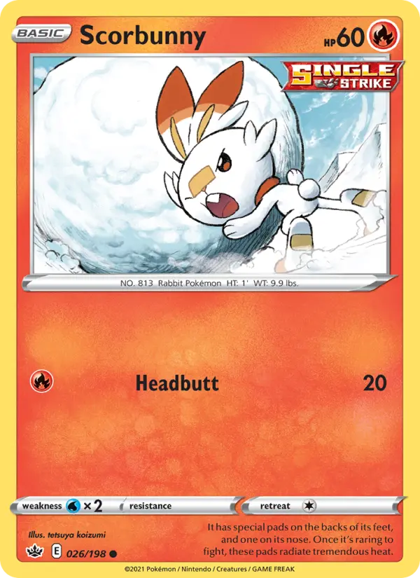 Scorbunny Common Pokemon card #26 from Chilling Reign