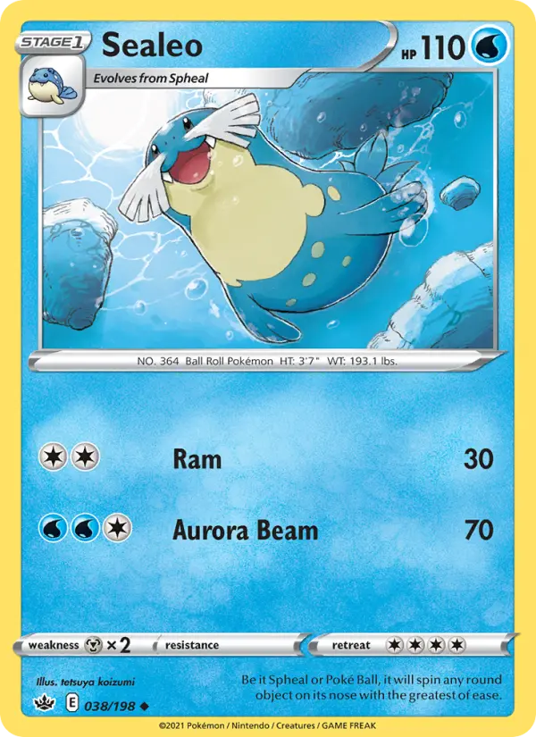 Sealeo Uncommon Pokemon card #38 from Chilling Reign