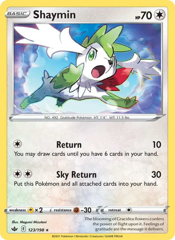 Shaymin Holo Rare Pokemon card #123 from Chilling Reign
