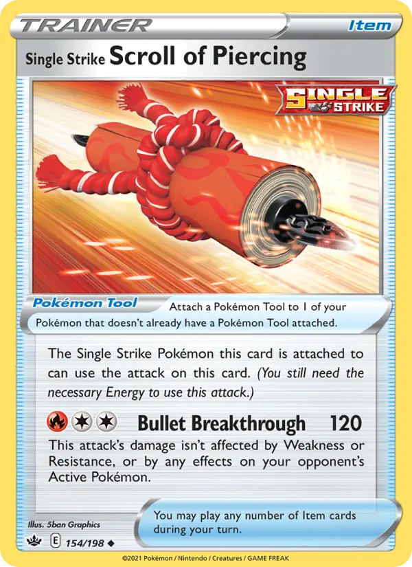 Single Strike Scroll of Piercing Uncommon Pokemon card #154 from Chilling Reign