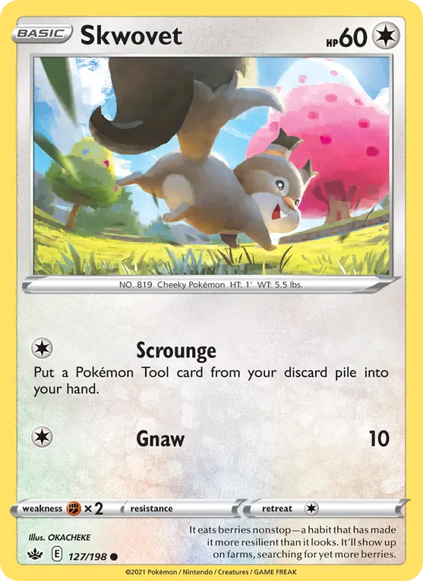 Skwovet Common Pokemon card #127 from Chilling Reign