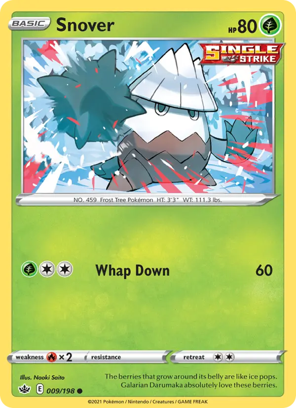 Snover Common Pokemon card #9 from Chilling Reign