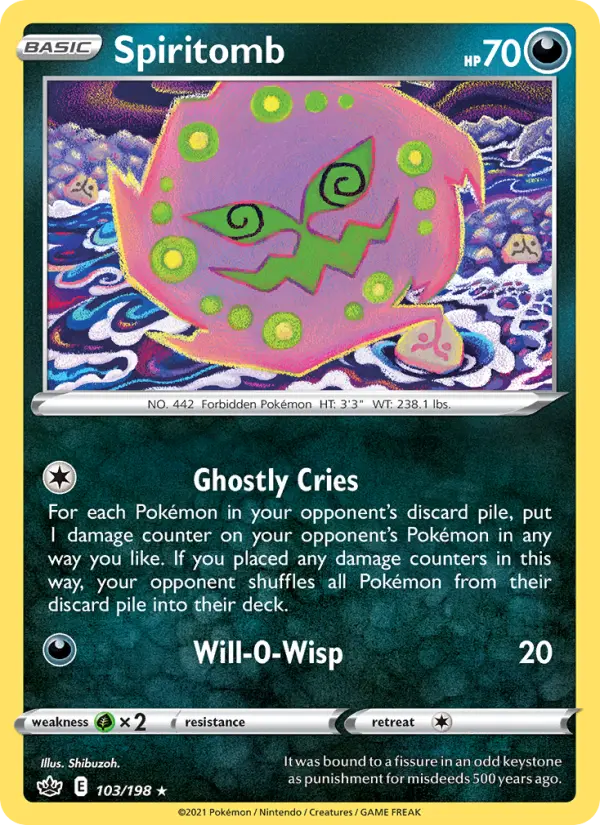 Spiritomb Rare Pokemon card #103 from Chilling Reign