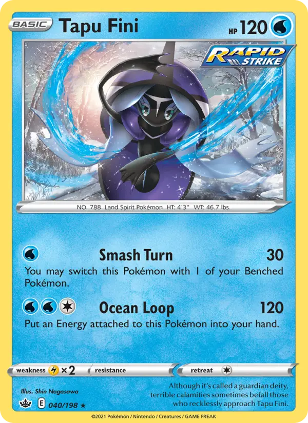 Tapu Fini Holo Rare Pokemon card #40 from Chilling Reign