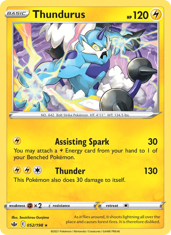 Thundurus Holo Rare Pokemon card #52 from Chilling Reign