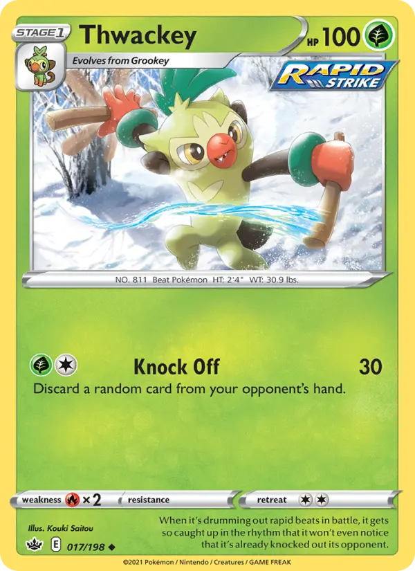 Thwackey Uncommon Pokemon card #17 from Chilling Reign