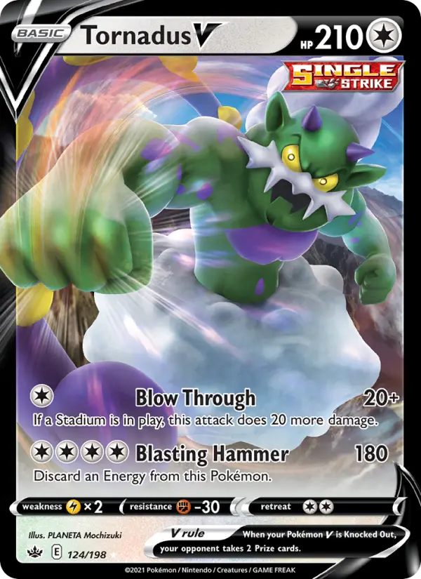 Tornadus V Holo Rare V Pokemon card #124 from Chilling Reign