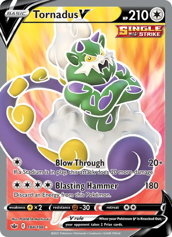Tornadus V Ultra Rare Pokemon card #184 from Chilling Reign