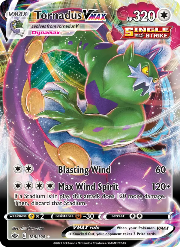 Tornadus VMAX Holo Rare VMAX Pokemon card #125 from Chilling Reign