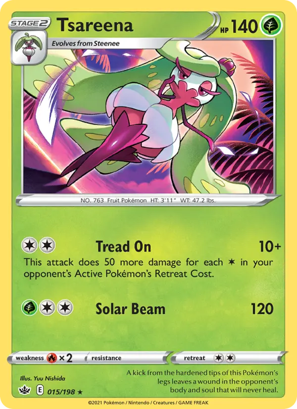 Tsareena Rare Pokemon card #15 from Chilling Reign