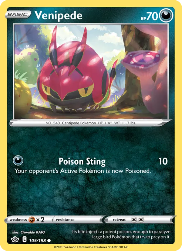 Venipede Common Pokemon card #105 from Chilling Reign