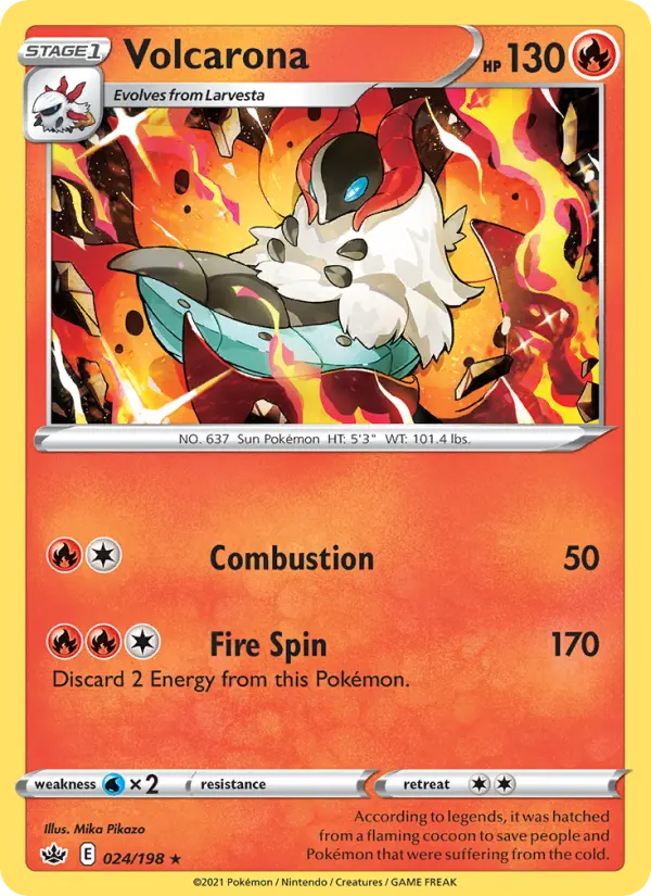 Volcarona Rare Pokemon card #24 from Chilling Reign