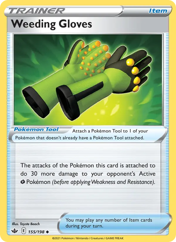 Weeding Gloves Uncommon Pokemon card #155 from Chilling Reign