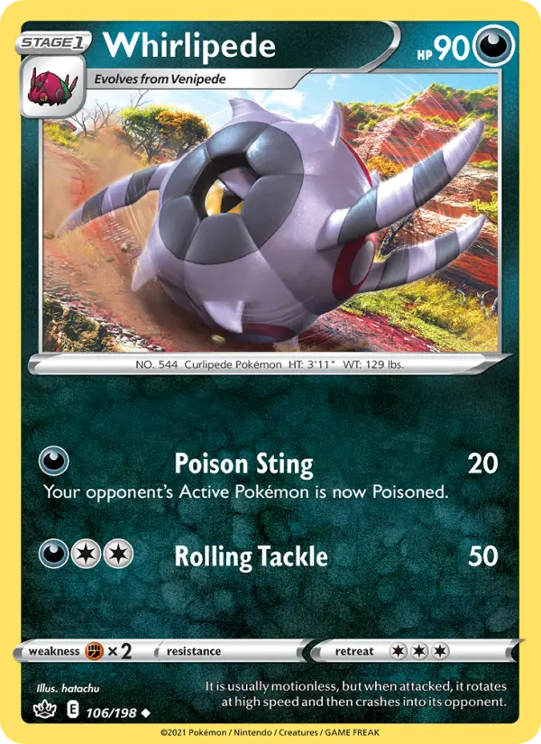 Whirlipede Uncommon Pokemon card #106 from Chilling Reign