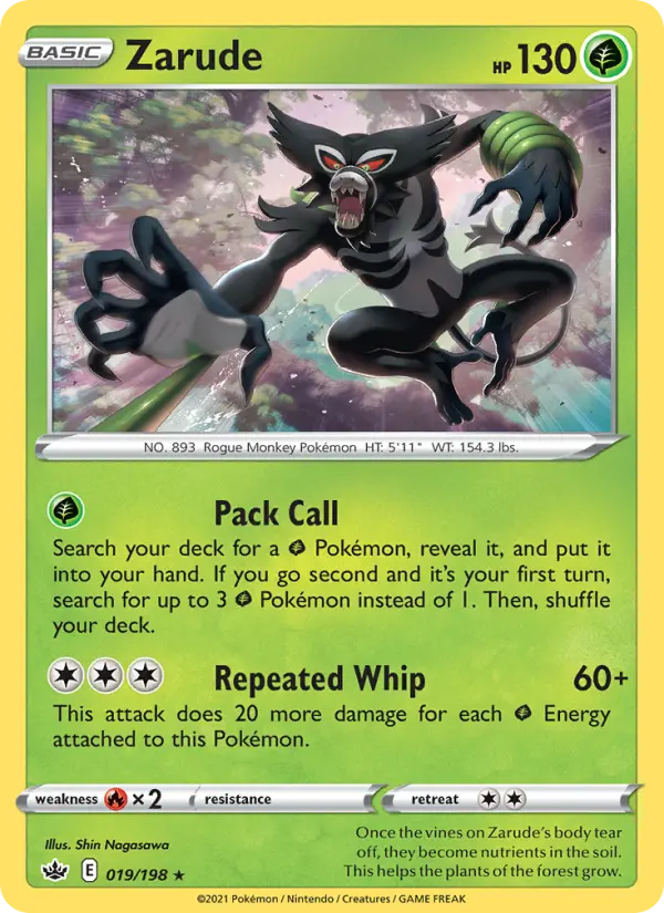 Zarude Holo Rare Pokemon card #19 from Chilling Reign