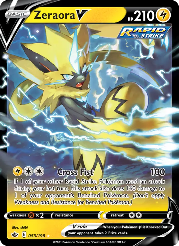 Zeraora V Holo Rare V Pokemon card #53 from Chilling Reign