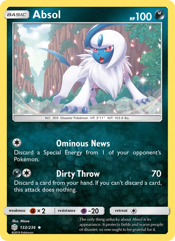 Absol Uncommon Pokemon card #133 from Cosmic Eclipse