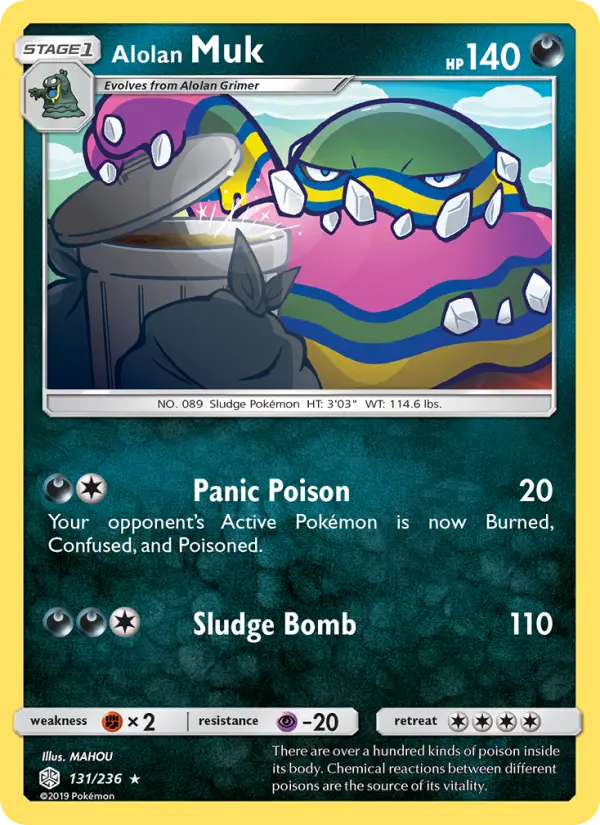 Alolan Muk Rare Pokemon card #131 from Cosmic Eclipse