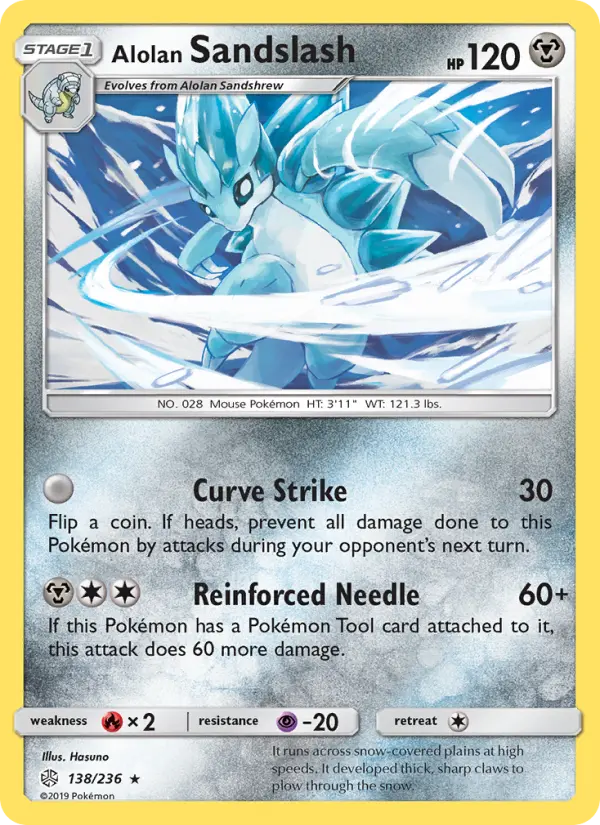 Alolan Sandslash Rare Pokemon card #138 from Cosmic Eclipse