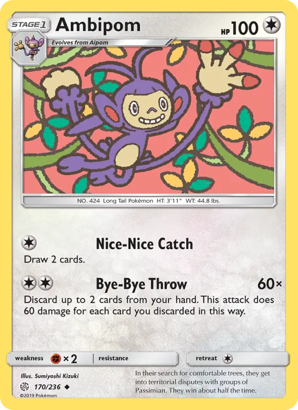 Ambipom Uncommon Pokemon card #170 from Cosmic Eclipse