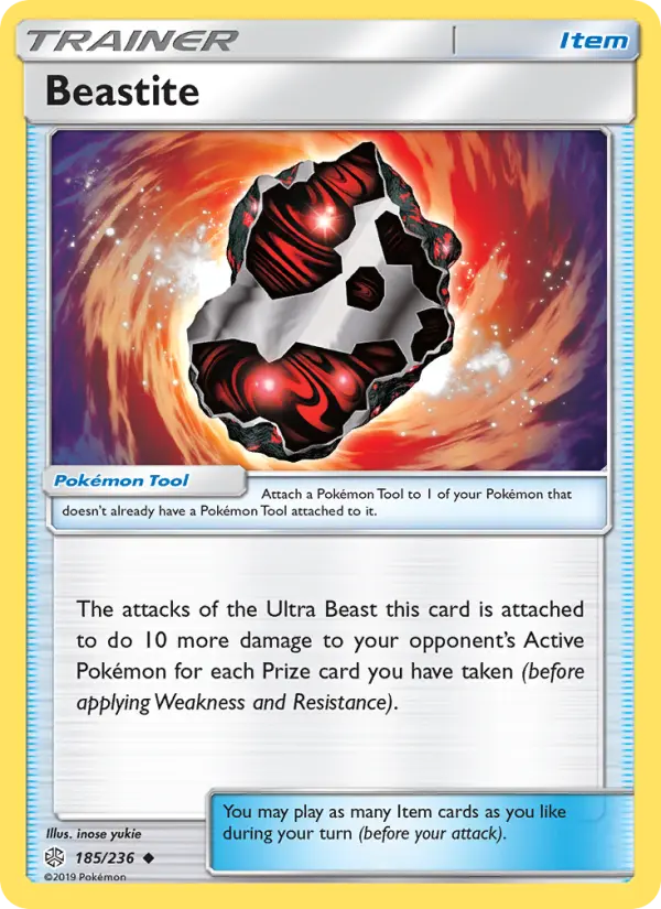 Beastite Uncommon Pokemon card #185 from Cosmic Eclipse