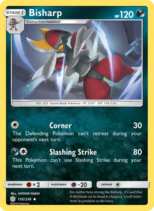 Bisharp Uncommon Pokemon card #135 from Cosmic Eclipse