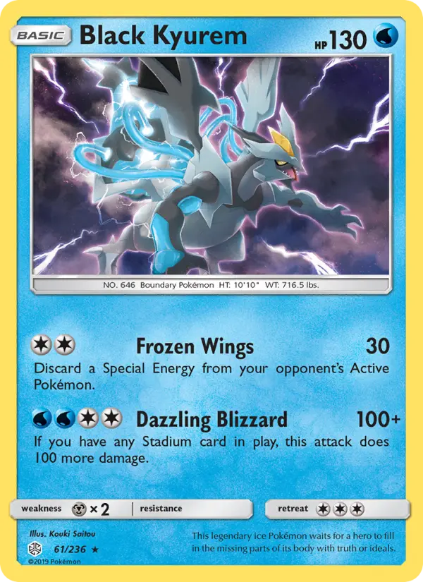 Black Kyurem Rare Pokemon card #61 from Cosmic Eclipse
