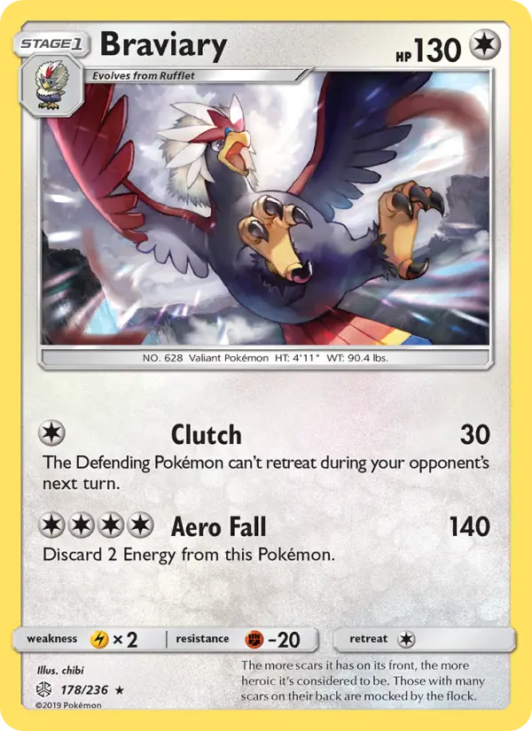 Braviary Rare Pokemon card #178 from Cosmic Eclipse