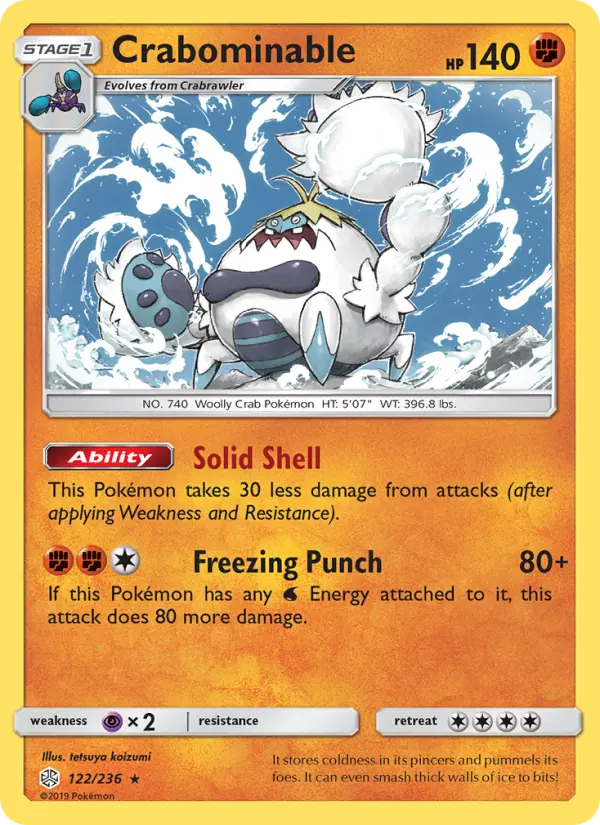 Crabominable Rare Pokemon card #122 from Cosmic Eclipse