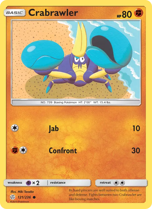 Crabrawler Common Pokemon card #121 from Cosmic Eclipse
