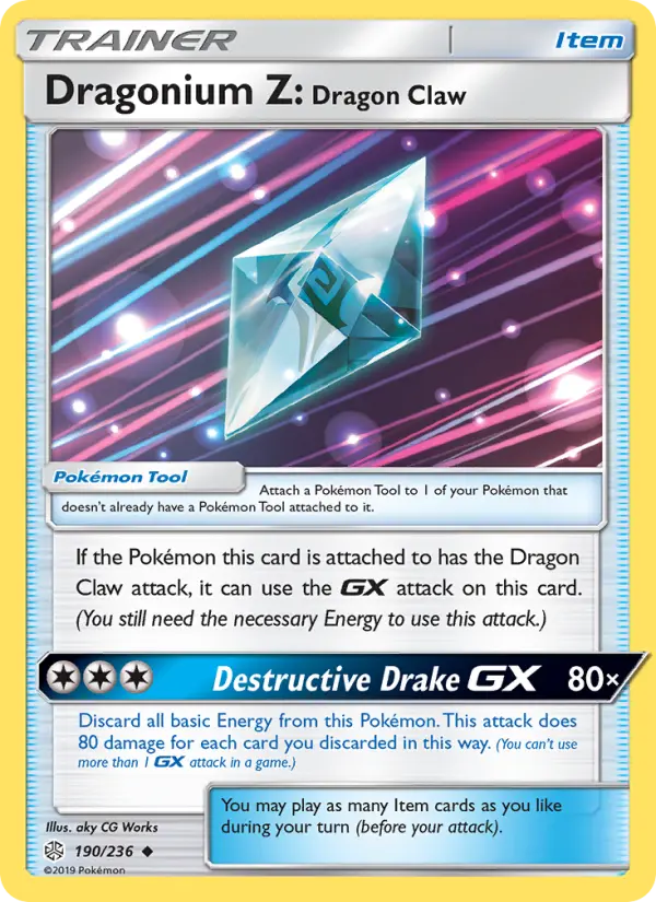 Dragonium Z: Dragon Claw Uncommon Pokemon card #190 from Cosmic Eclipse