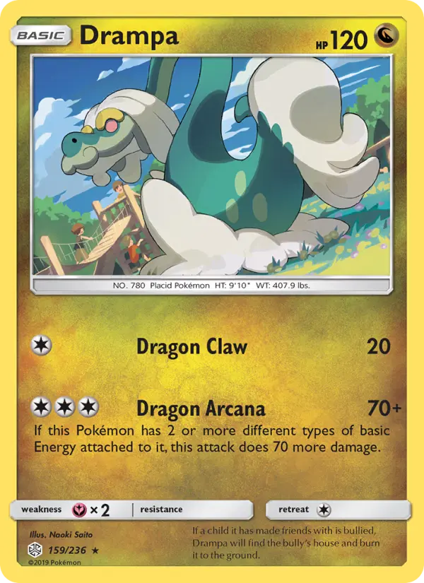 Drampa Rare Pokemon card #159 from Cosmic Eclipse