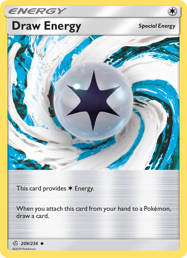Draw Energy Uncommon Pokemon card #209 from Cosmic Eclipse