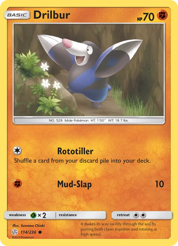 Drilbur Common Pokemon card #114 from Cosmic Eclipse