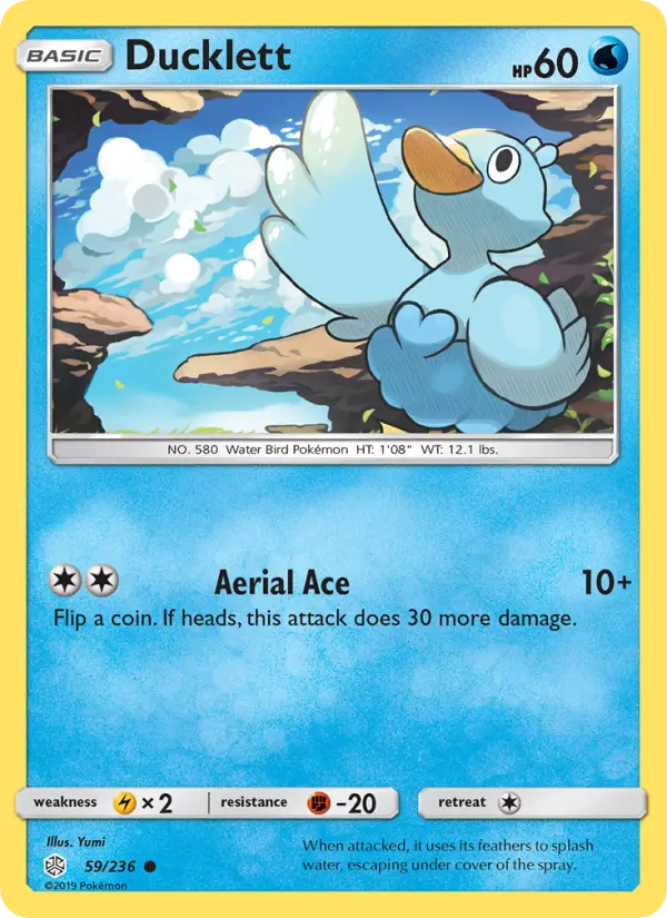 Ducklett Common Pokemon card #59 from Cosmic Eclipse