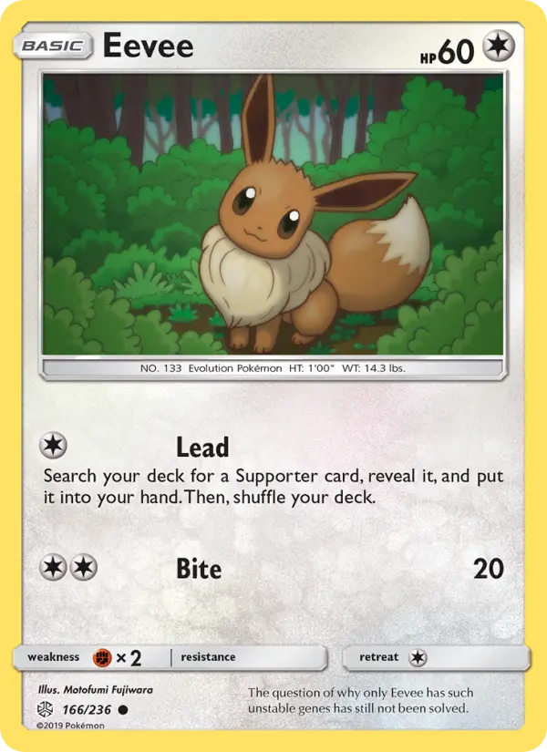 Eevee Common Pokemon card #166 from Cosmic Eclipse