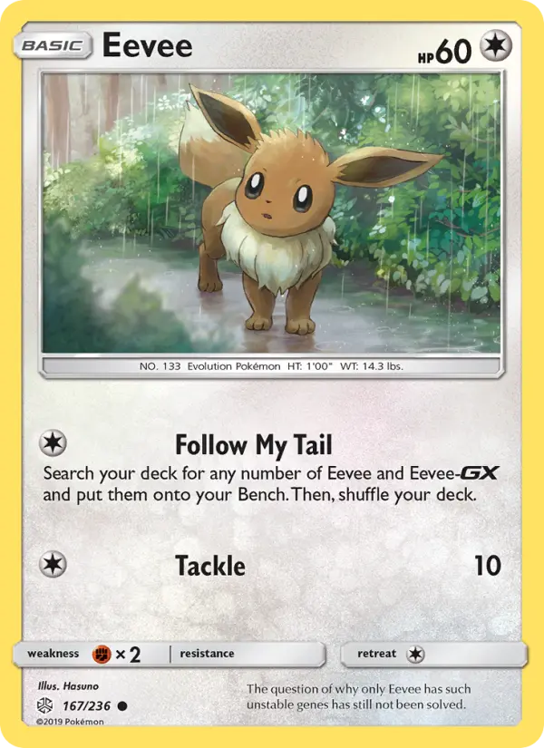 Eevee Common Pokemon card #167 from Cosmic Eclipse