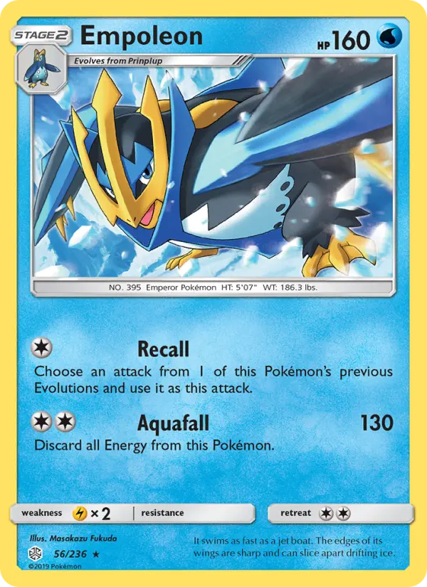 Empoleon Rare Pokemon card #56 from Cosmic Eclipse