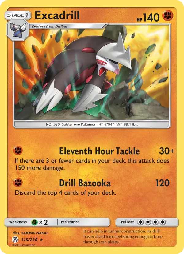 Excadrill Rare Pokemon card #115 from Cosmic Eclipse