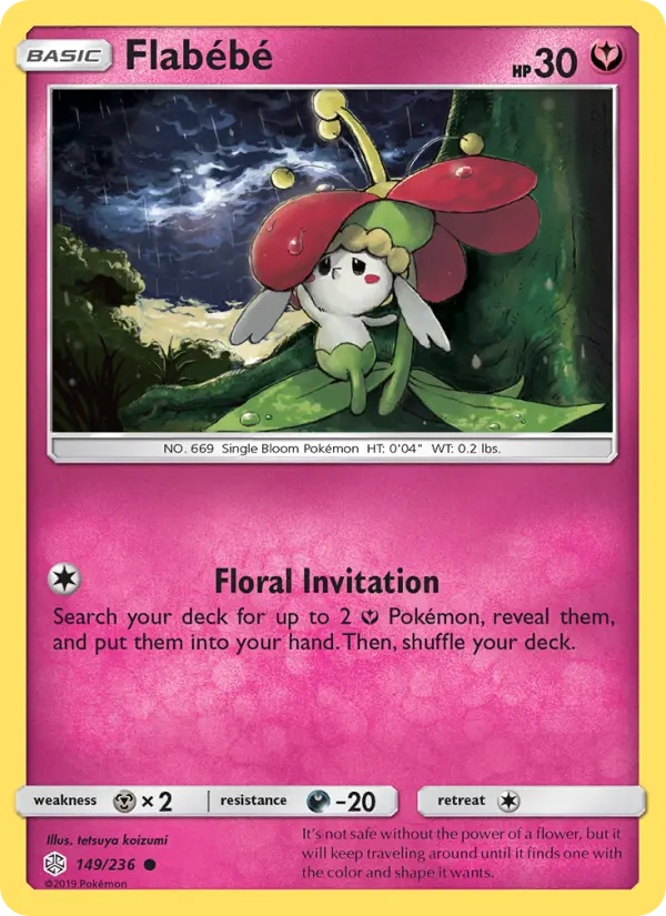 Flabébé Common Pokemon card #149 from Cosmic Eclipse