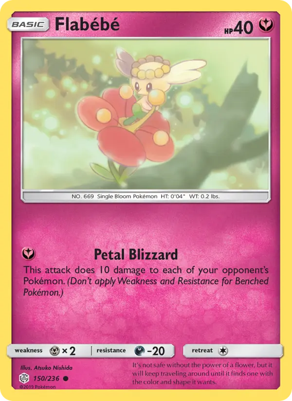 Flabébé Common Pokemon card #150 from Cosmic Eclipse