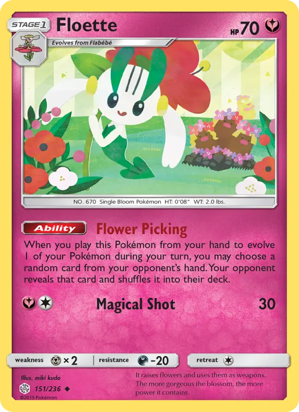 Floette Uncommon Pokemon card #151 from Cosmic Eclipse