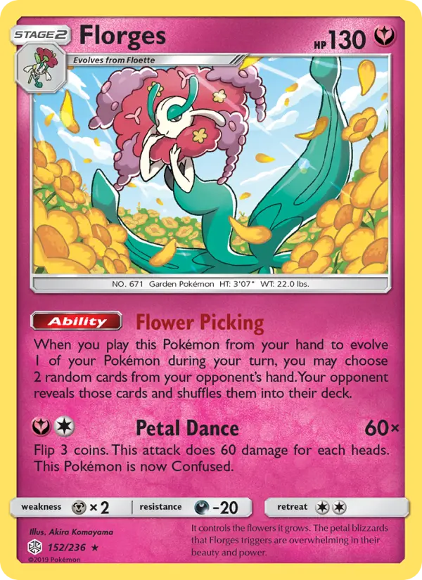 Florges Rare Pokemon card #152 from Cosmic Eclipse