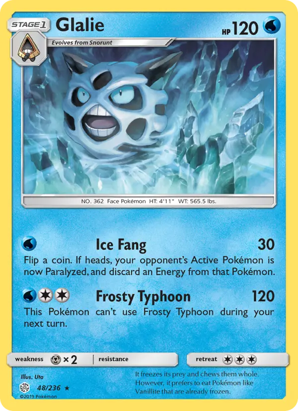 Glalie Rare Pokemon card #48 from Cosmic Eclipse