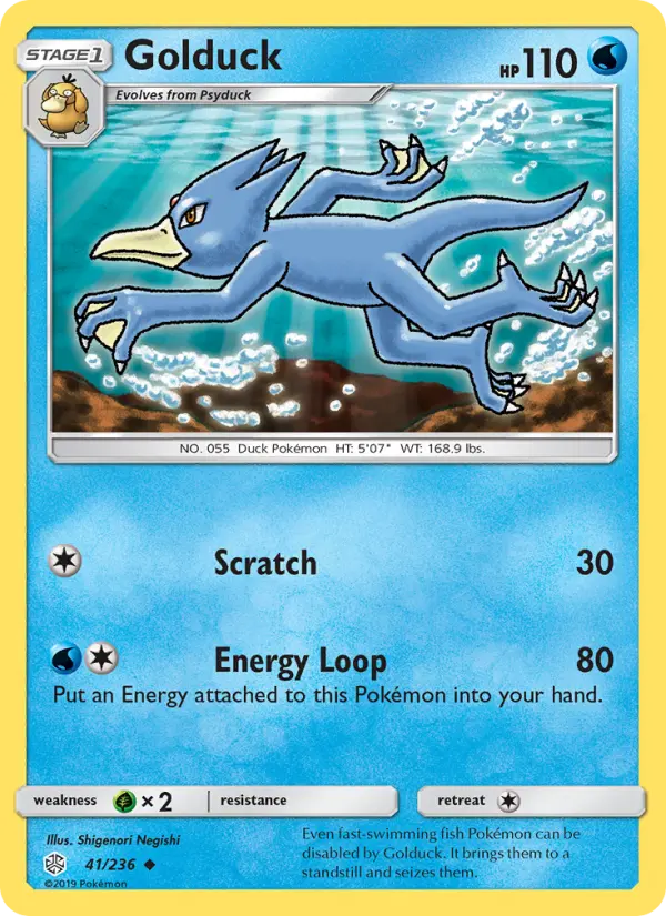 Golduck Uncommon Pokemon card #41 from Cosmic Eclipse