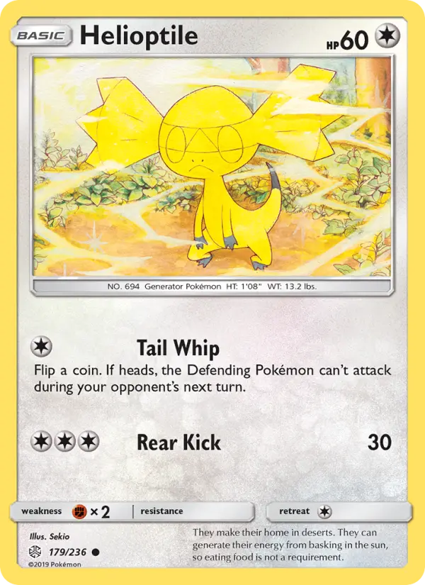 Helioptile Common Pokemon card #179 from Cosmic Eclipse