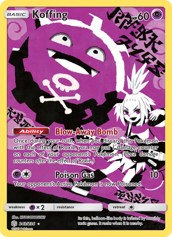 Koffing Secret Rare Pokemon card #243 from Cosmic Eclipse