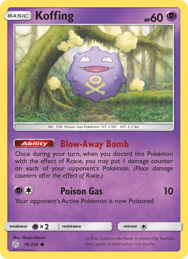 Koffing Common Pokemon card #76 from Cosmic Eclipse