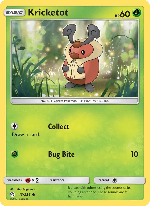 Kricketot Common Pokemon card #13 from Cosmic Eclipse